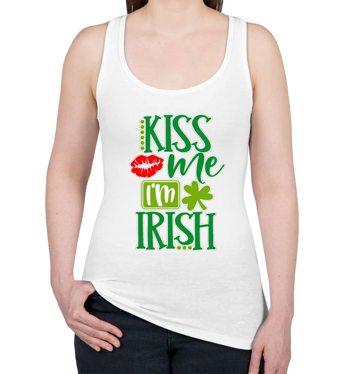 Kiss Me I'm Irish St. Patrick's Day Women's Racerback Tank Top