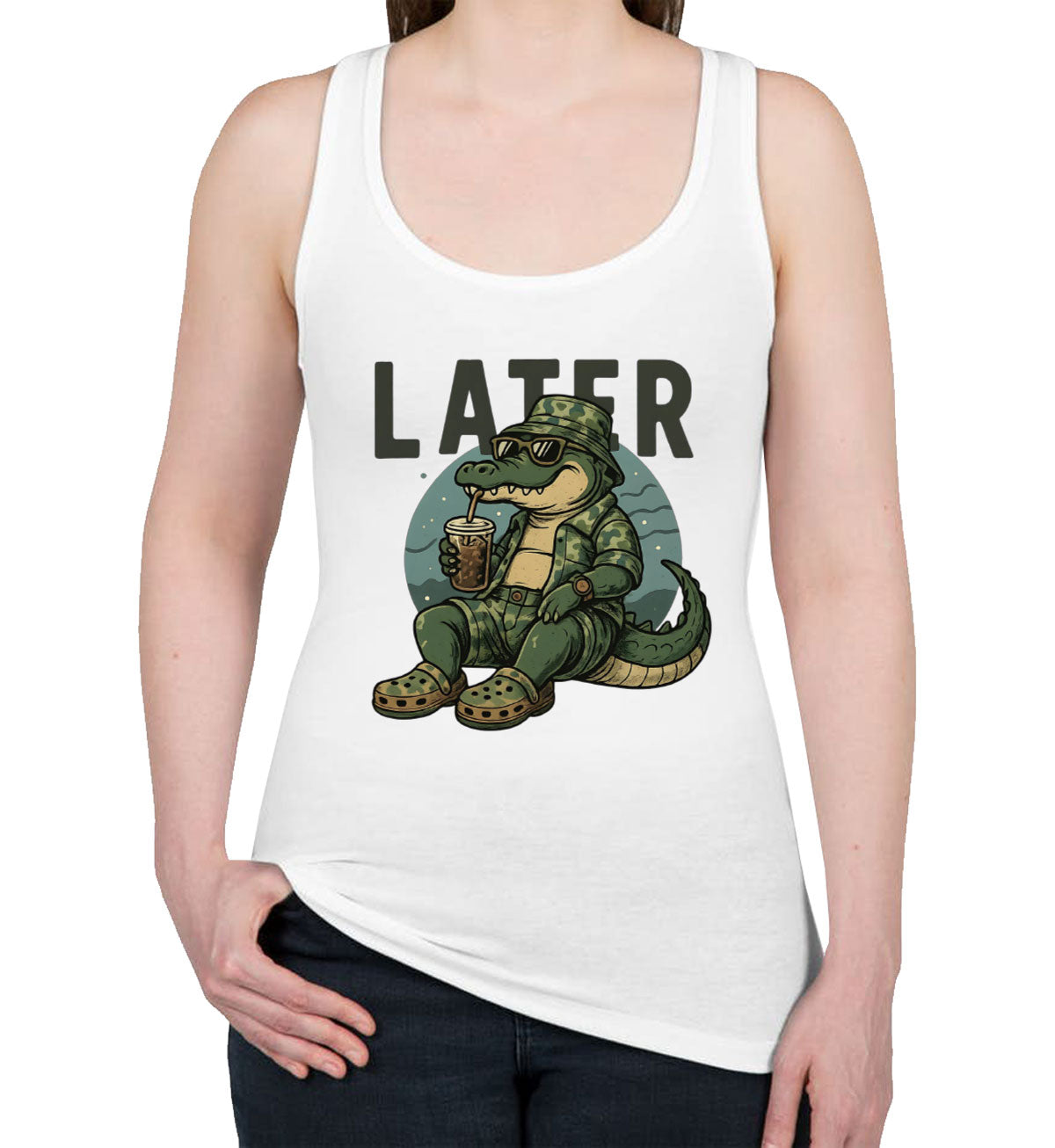 Camo Alligator Hunting Women's Racerback Tank Top