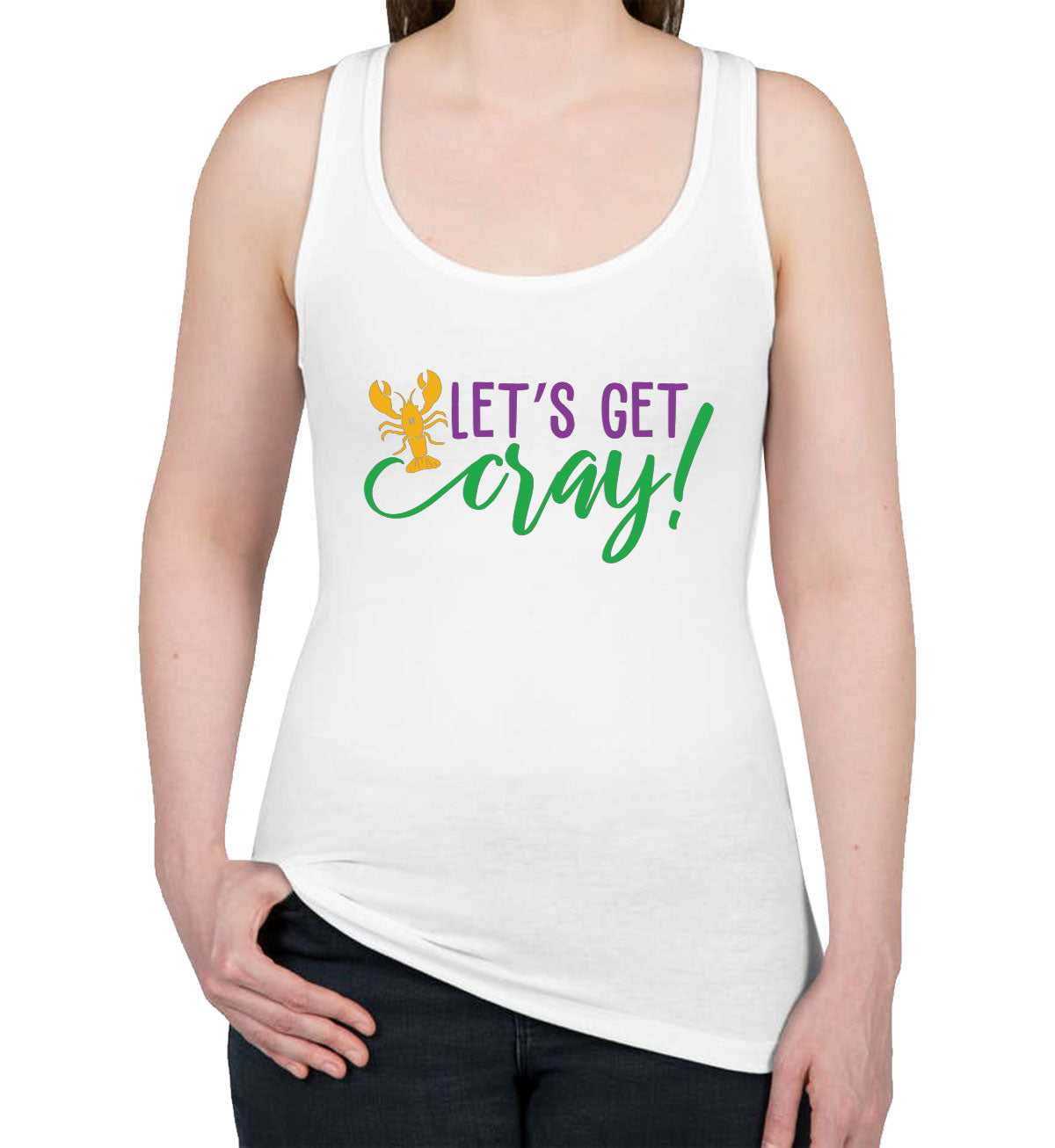 Let's Get Cray Mardi Gras Women's Racerback Tank Top