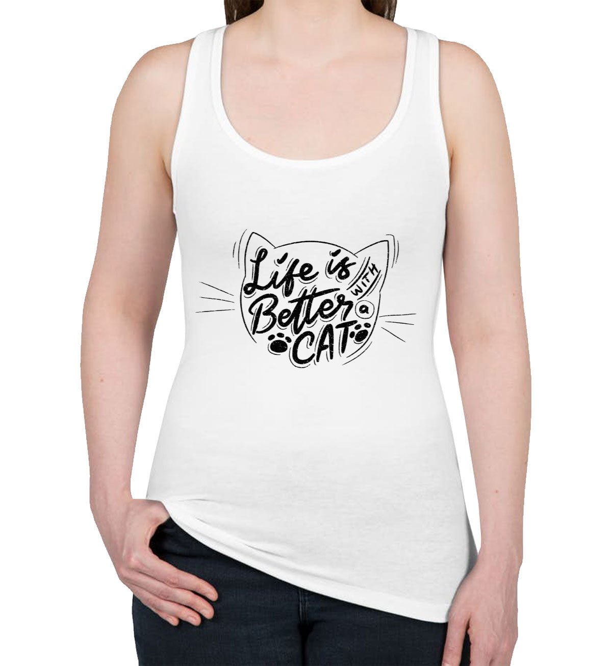 Life Is Better With Cat Women's Racerback Tank Top