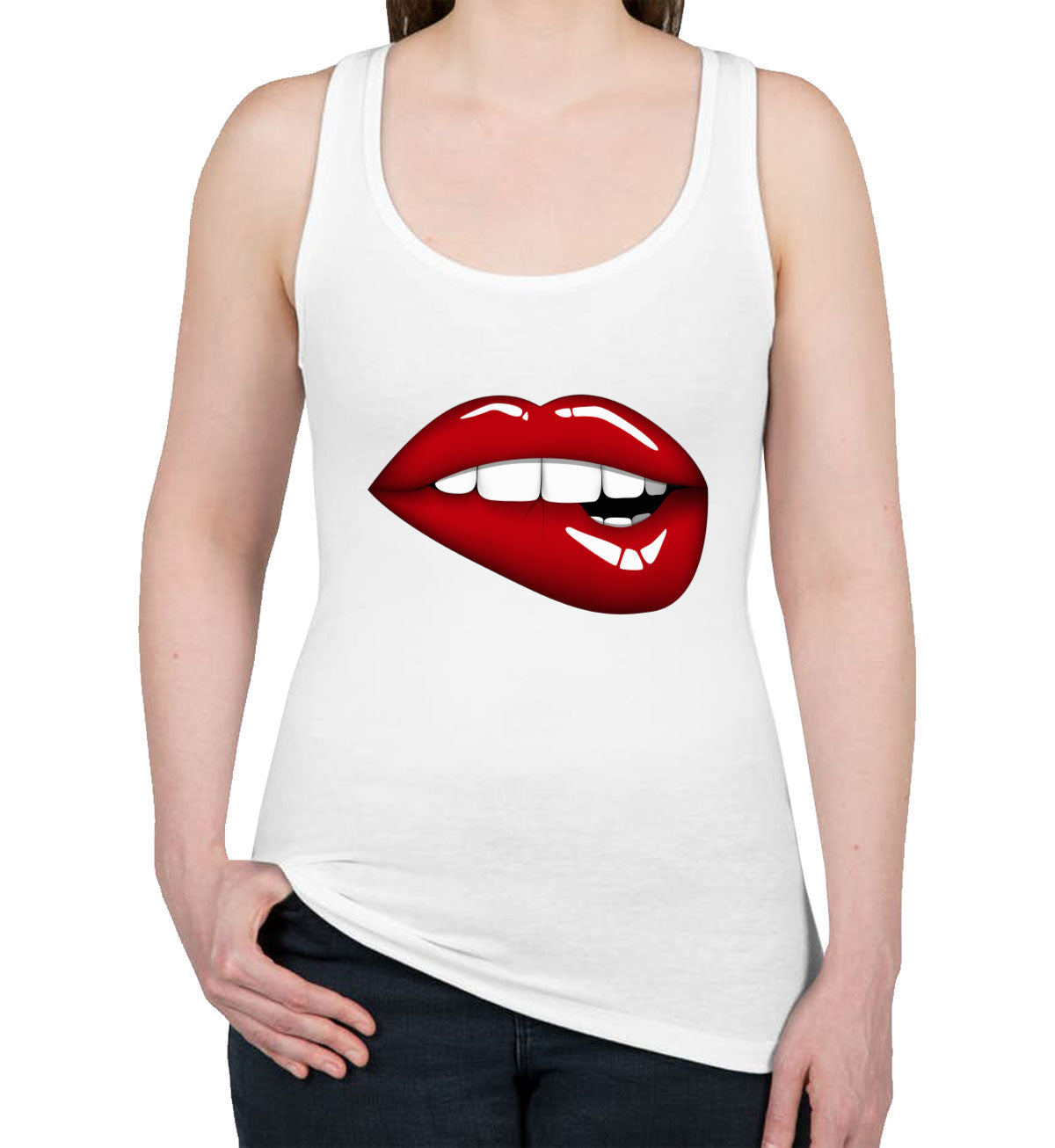 Glossy Lipstick Women's Racerback Tank Top