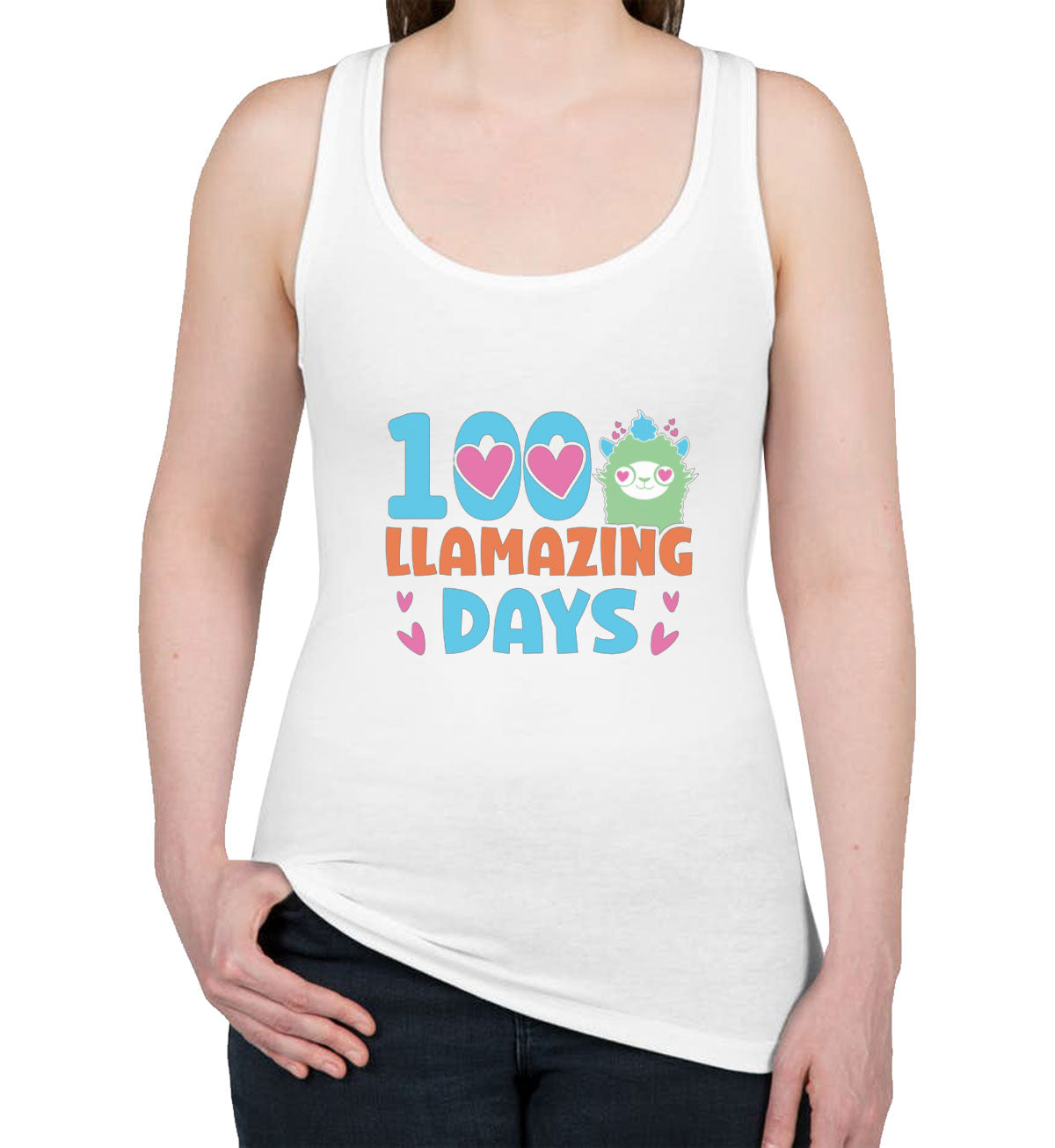 100 Llamazing Day Women's Racerback Tank Top