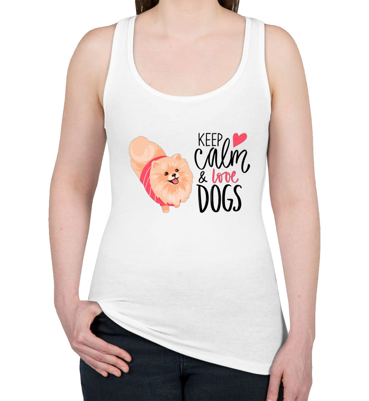 Keep Calm And Love Dogs Women's Racerback Tank Top