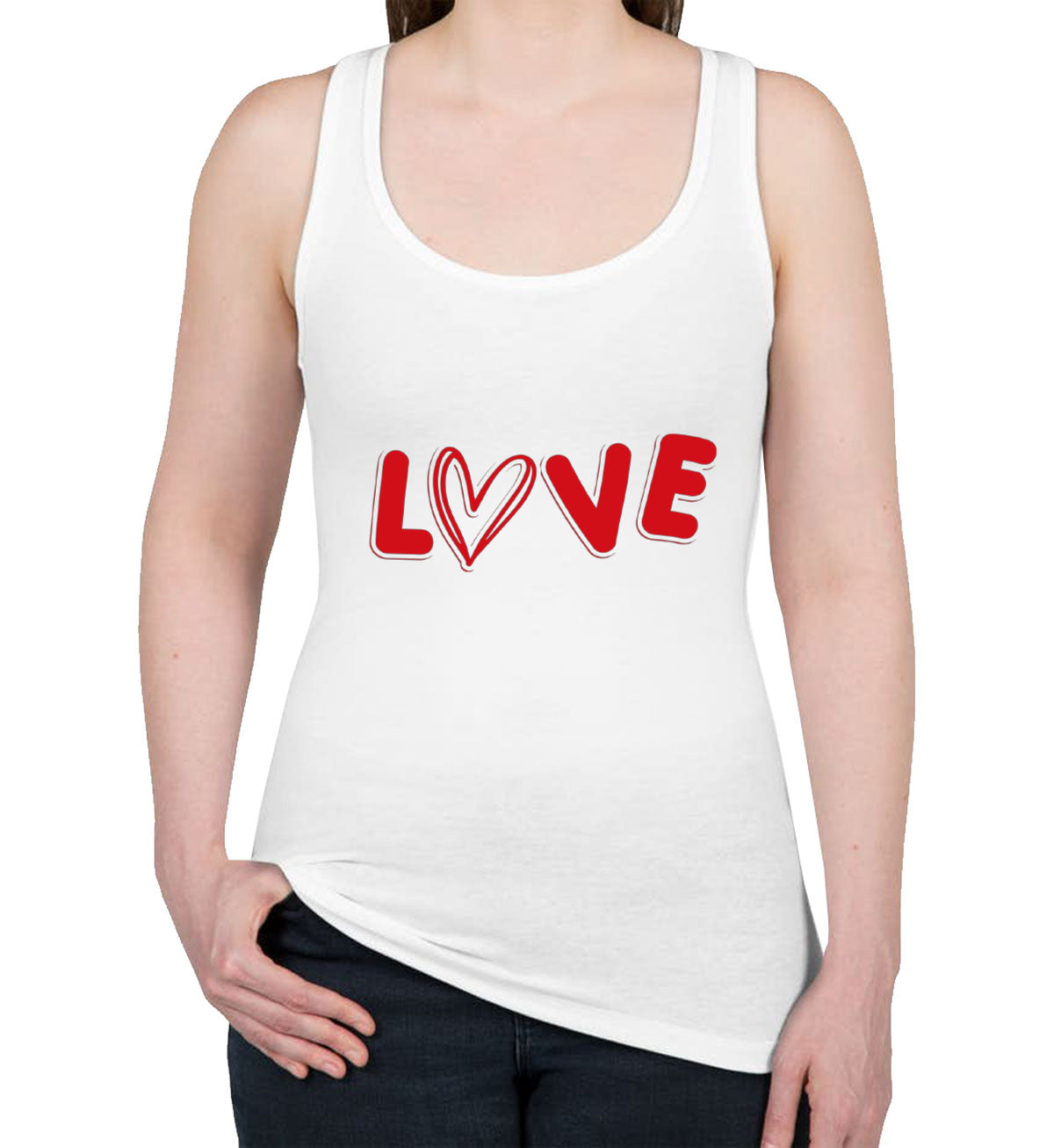 Love Heart Valentine's Day Women's Racerback Tank Top