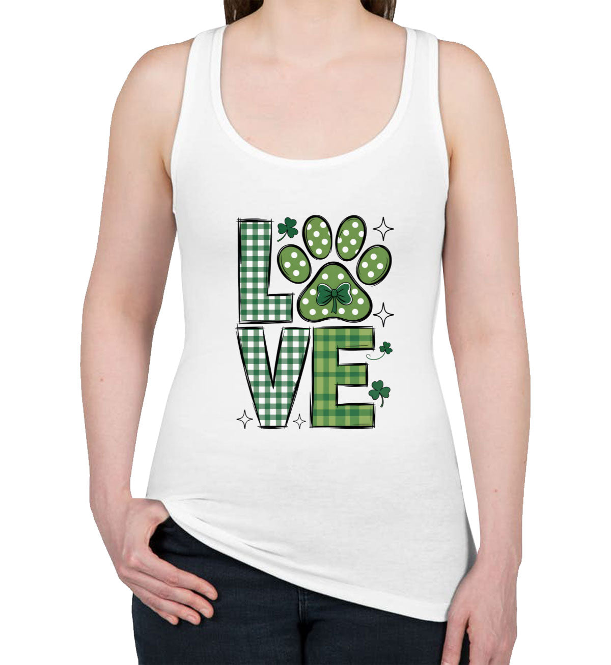 Love Lucky Dog St. Patrick's Day Women's Racerback Tank Top