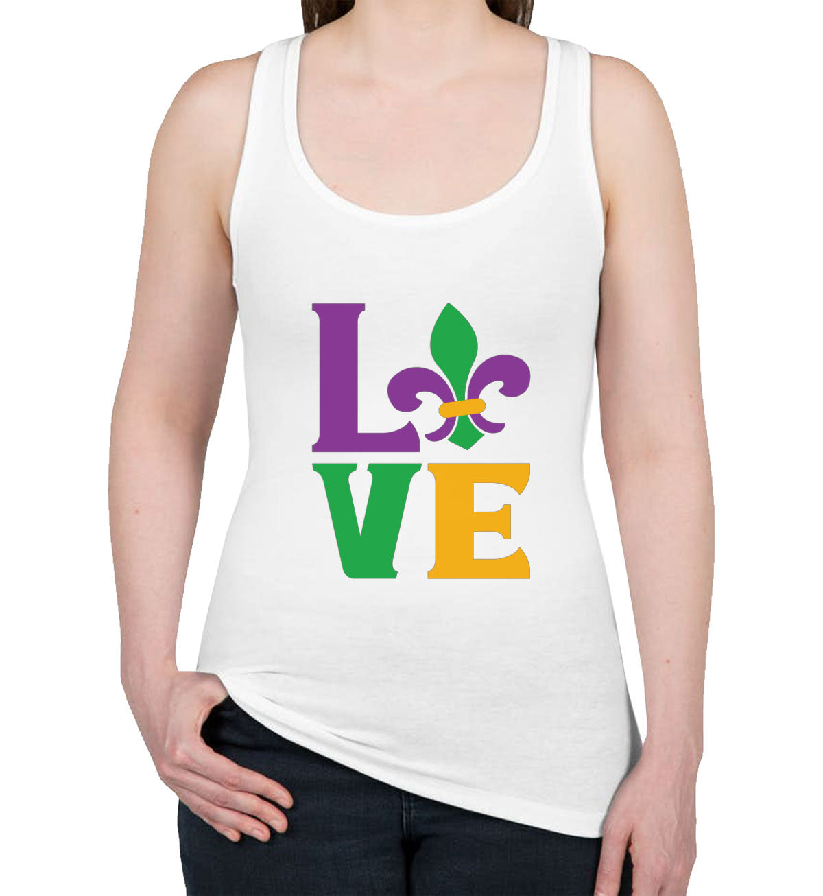 Love Mardi Gras Women's Racerback Tank Top