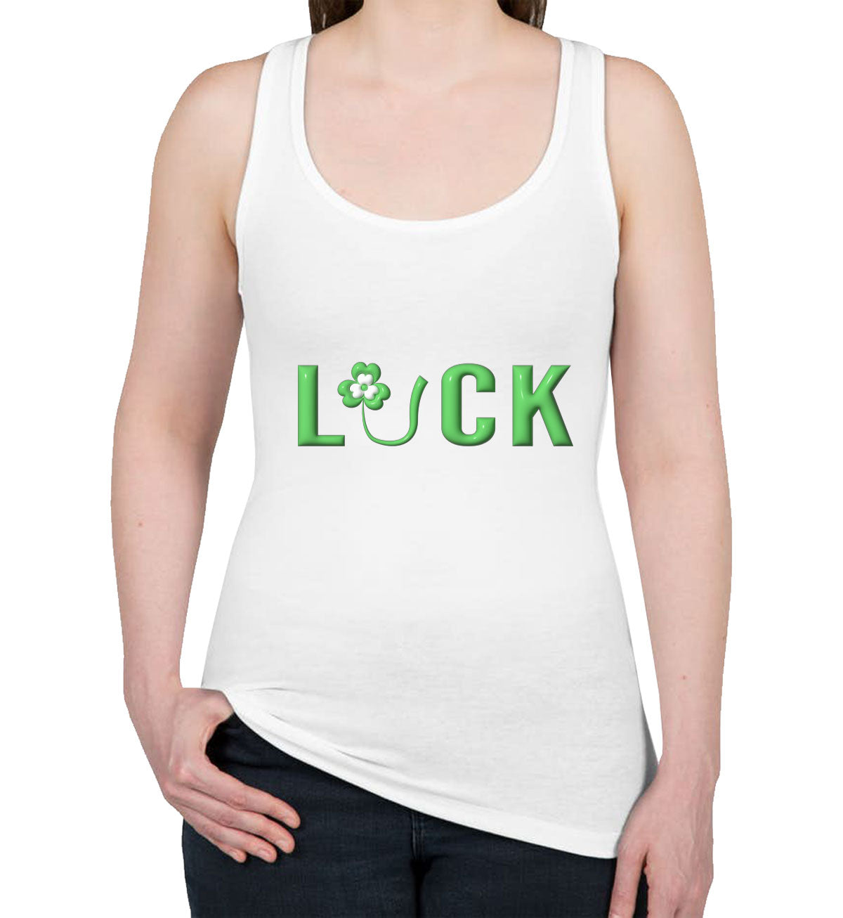 Luck Typography St. Patrick's Day Women's Racerback Tank Top
