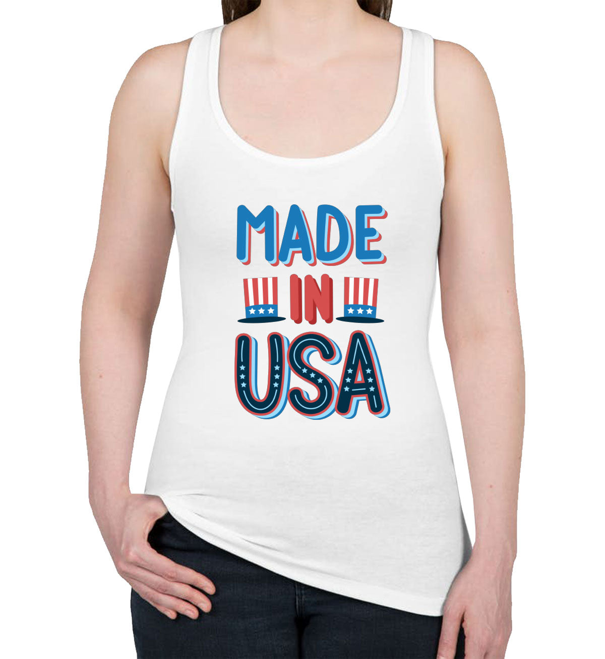 Made In USA Patriotic Women's Racerback Tank Top