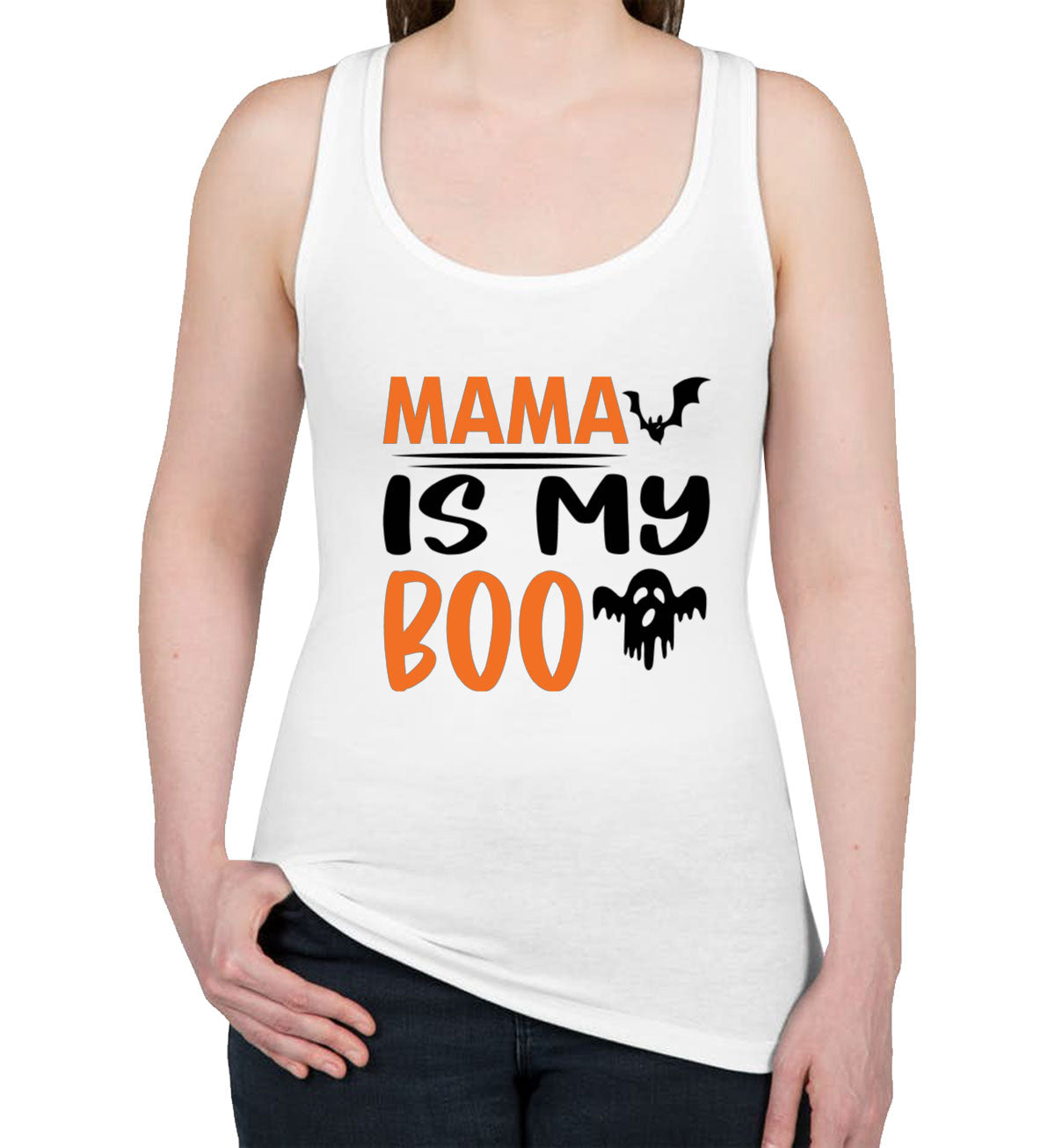 Mama Is My Boo Halloween Women's Racerback Tank Top