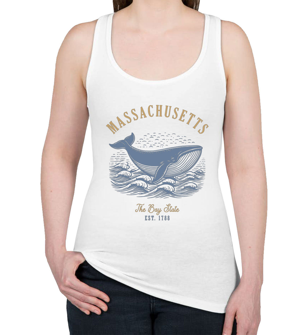 Massachusetts State Vintage Women's Racerback Tank Top