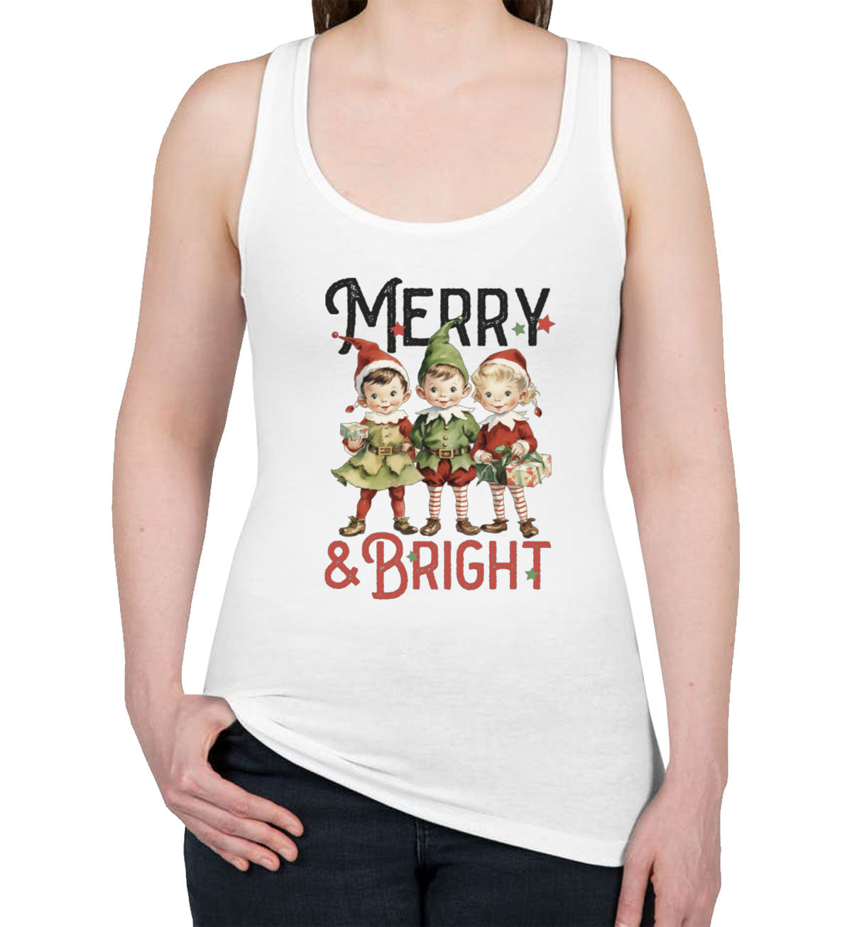 Merry And Bright Christmas Women's Racerback Tank Top