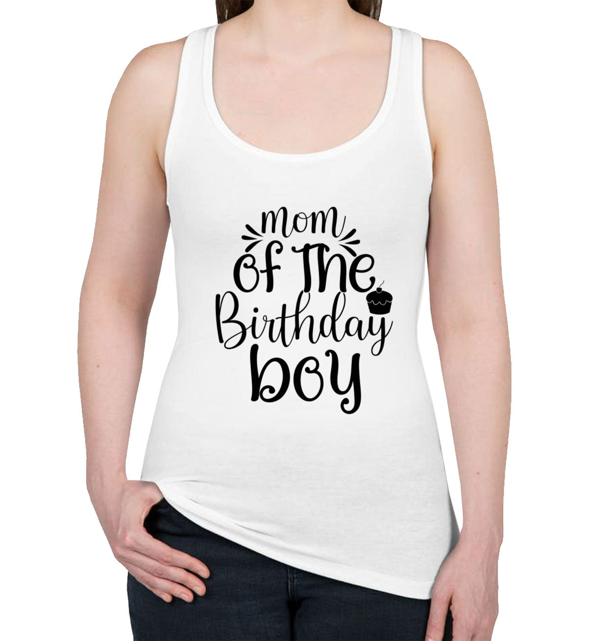 Mom Of The Birthday Boy Women's Racerback Tank Top