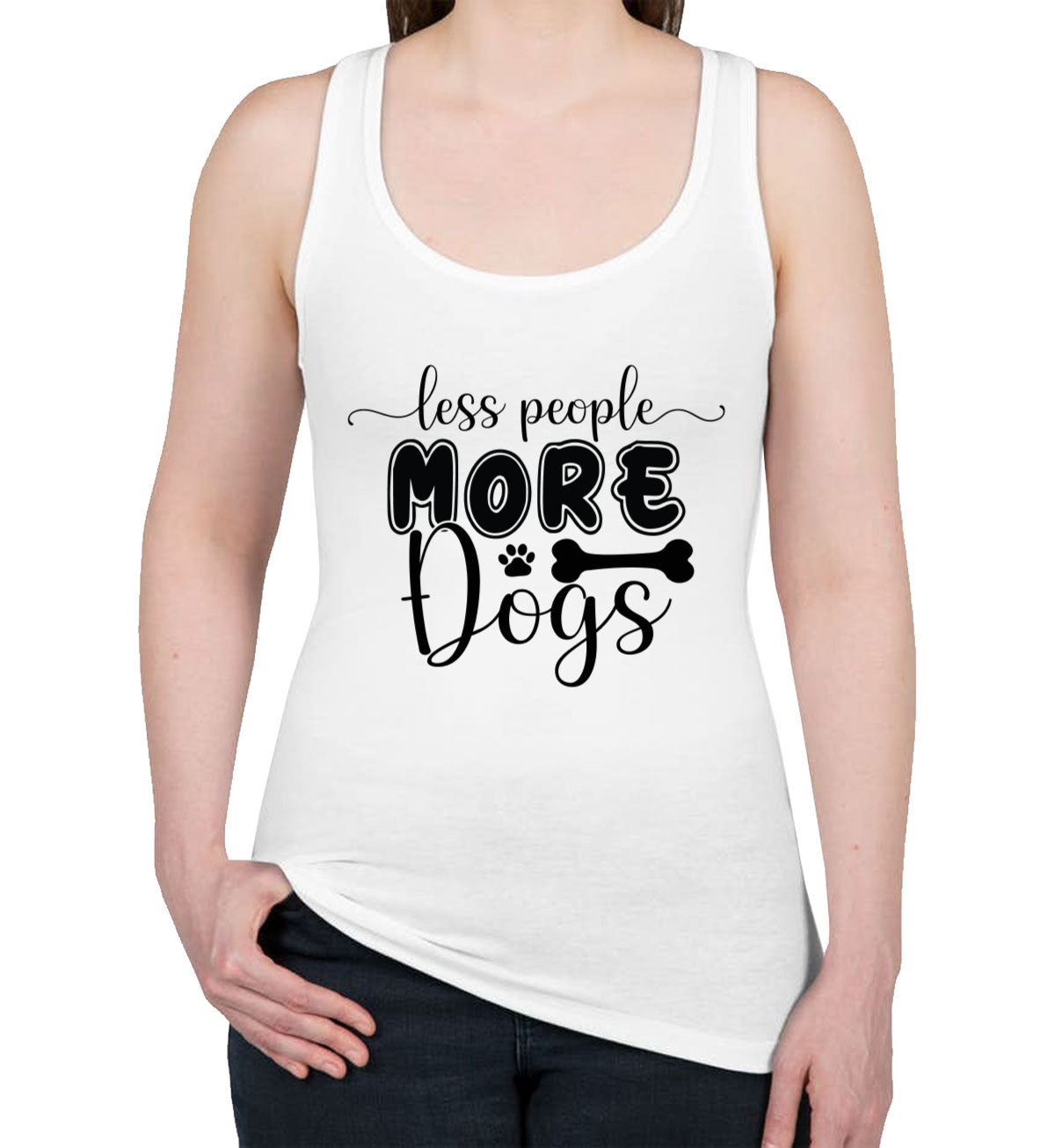 Less People More Dogs Women's Racerback Tank Top