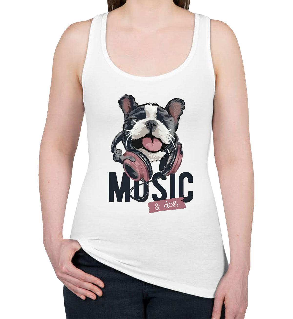 Music And Dog Women's Racerback Tank Top