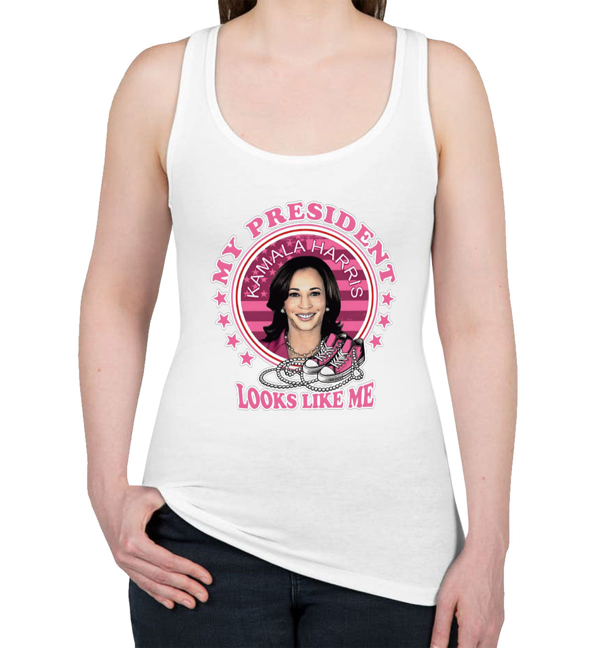 My President Looks Like Me Kamala Harris Presidential Election Women's Racerback Tank Top