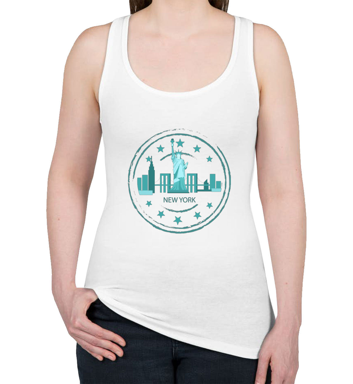 New York Stamp Women's Racerback Tank Top