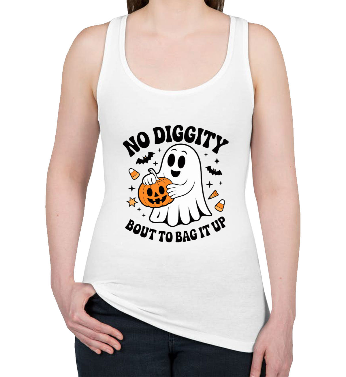 No Diggity Bout To Bag It Up Halloween Women's Racerback Tank Top