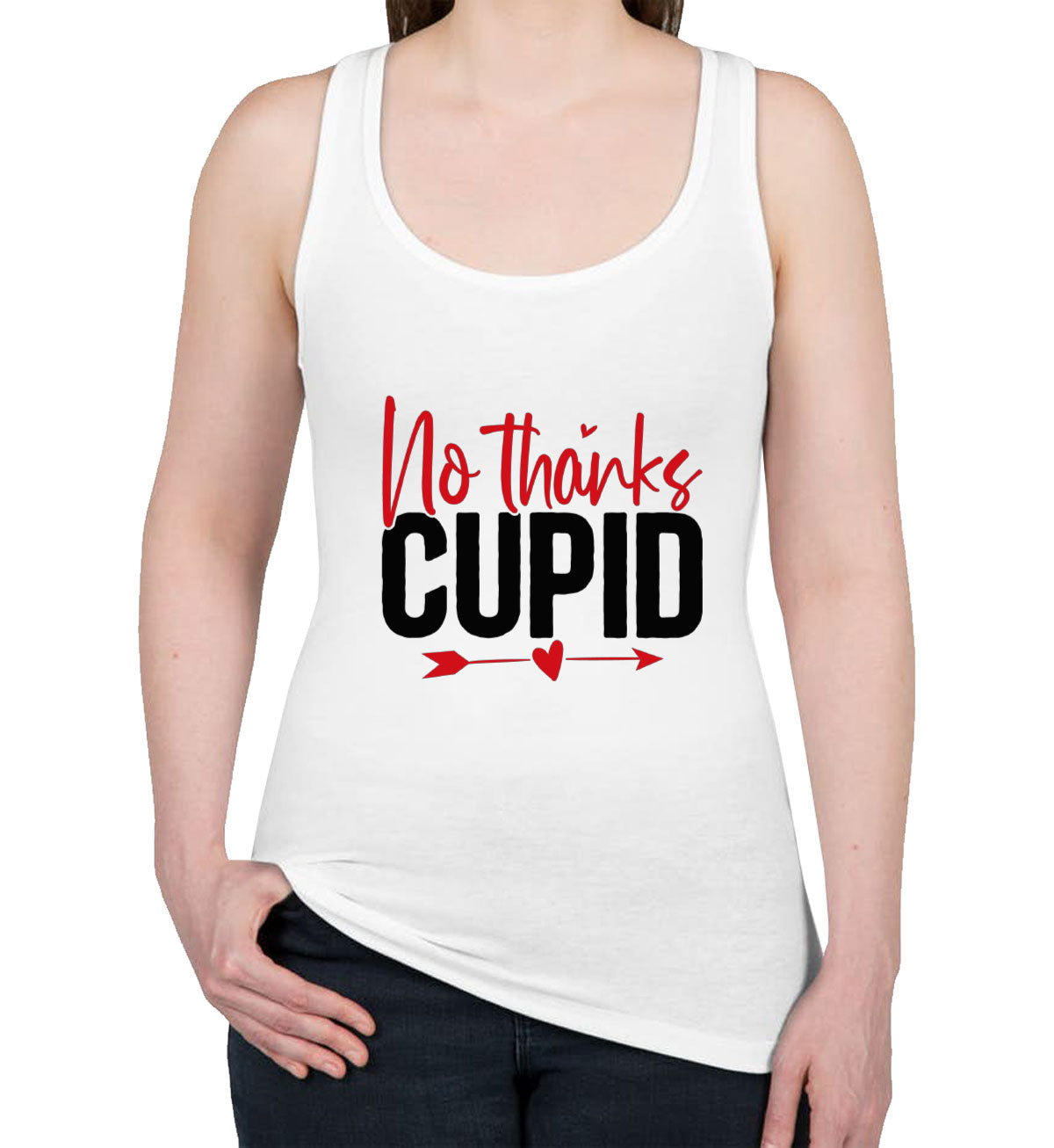 No Thanks Cupid Valentine's Day Women's Racerback Tank Top