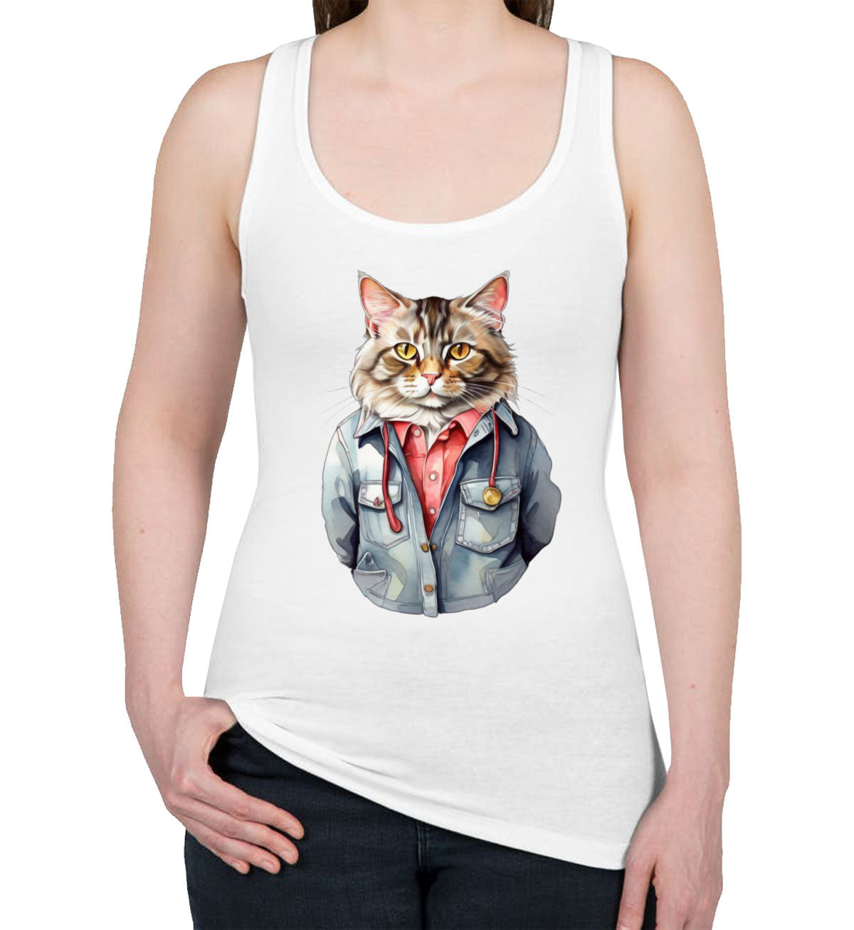 Cool Orange Cat Women's Racerback Tank Top