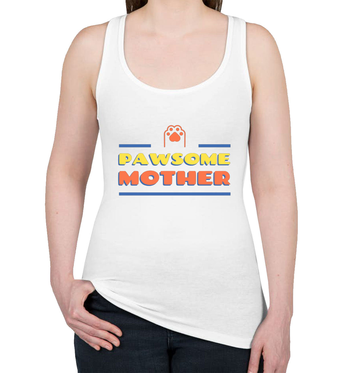 Pawsome Mother Dog Mom Women's Racerback Tank Top