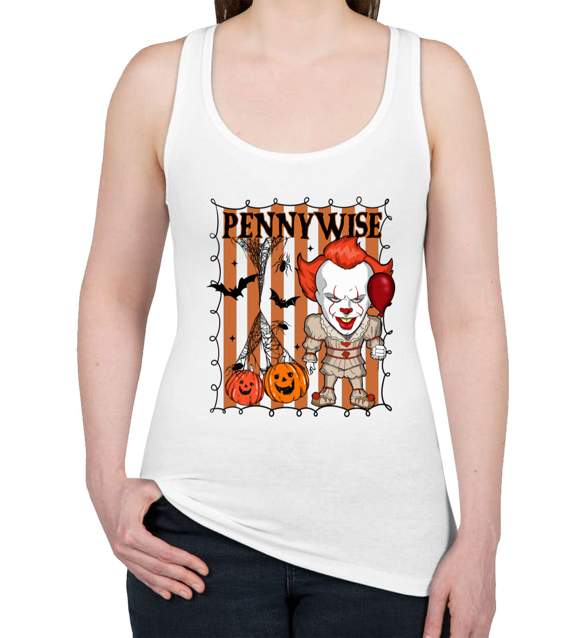 Pennywise Horror Movie Character Halloween Women's Racerback Tank Top