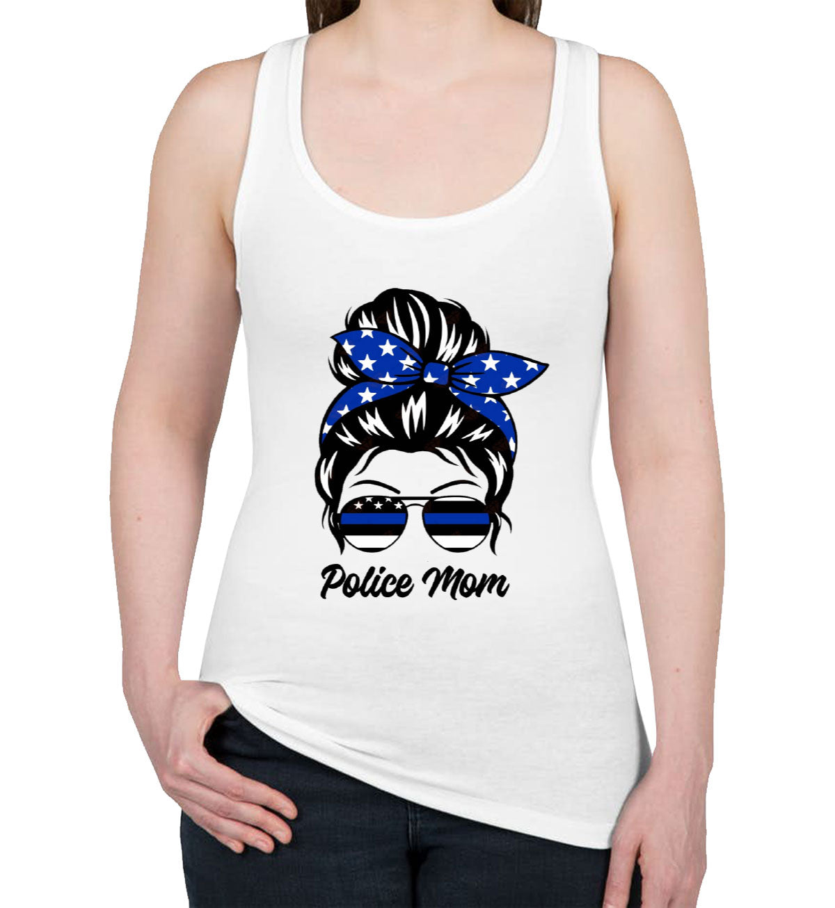 Police Mom Mother's Day Women's Racerback Tank Top