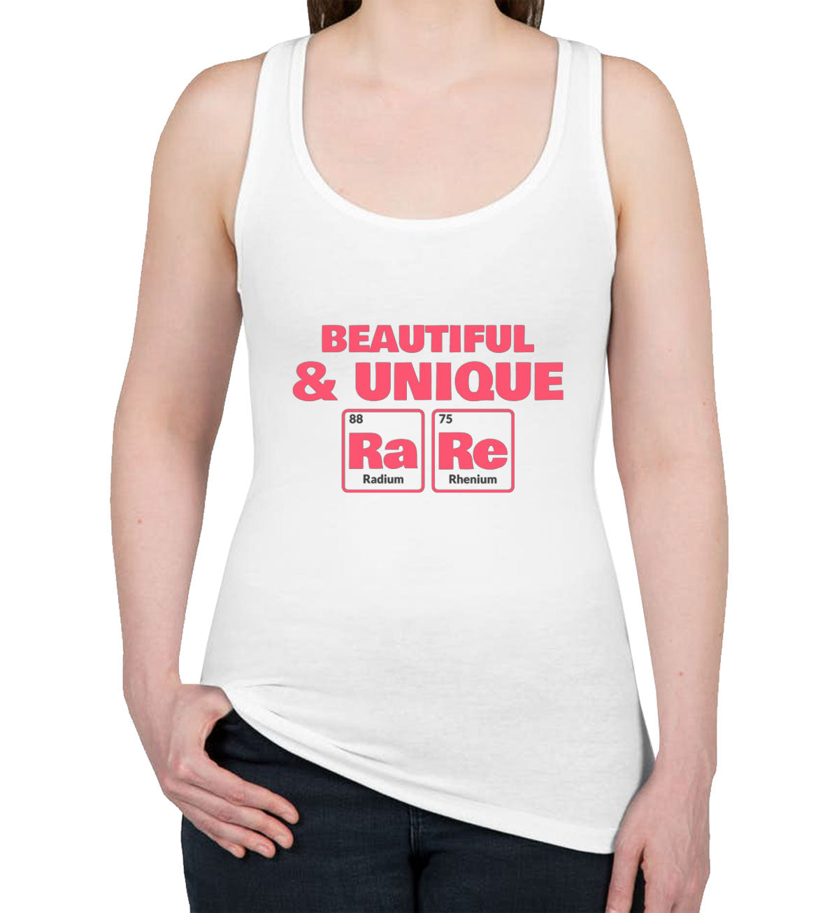 Beautiful And Unique Rare Funny Periodic Table Women's Racerback Tank Top