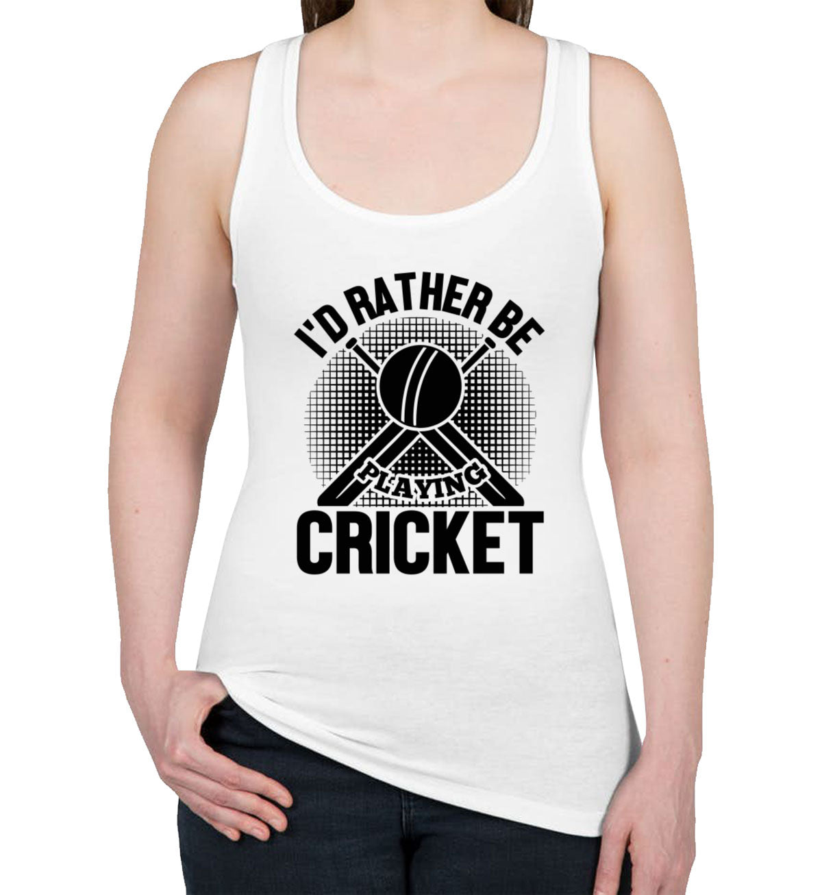 I'd Rather Be Playing Cricket Women's Racerback Tank Top