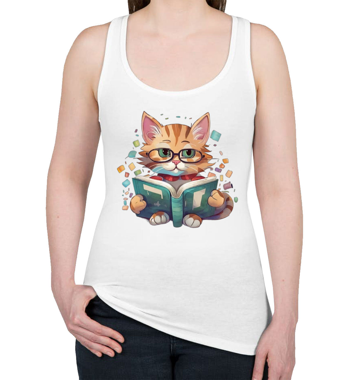 Reading Cat Women's Racerback Tank Top