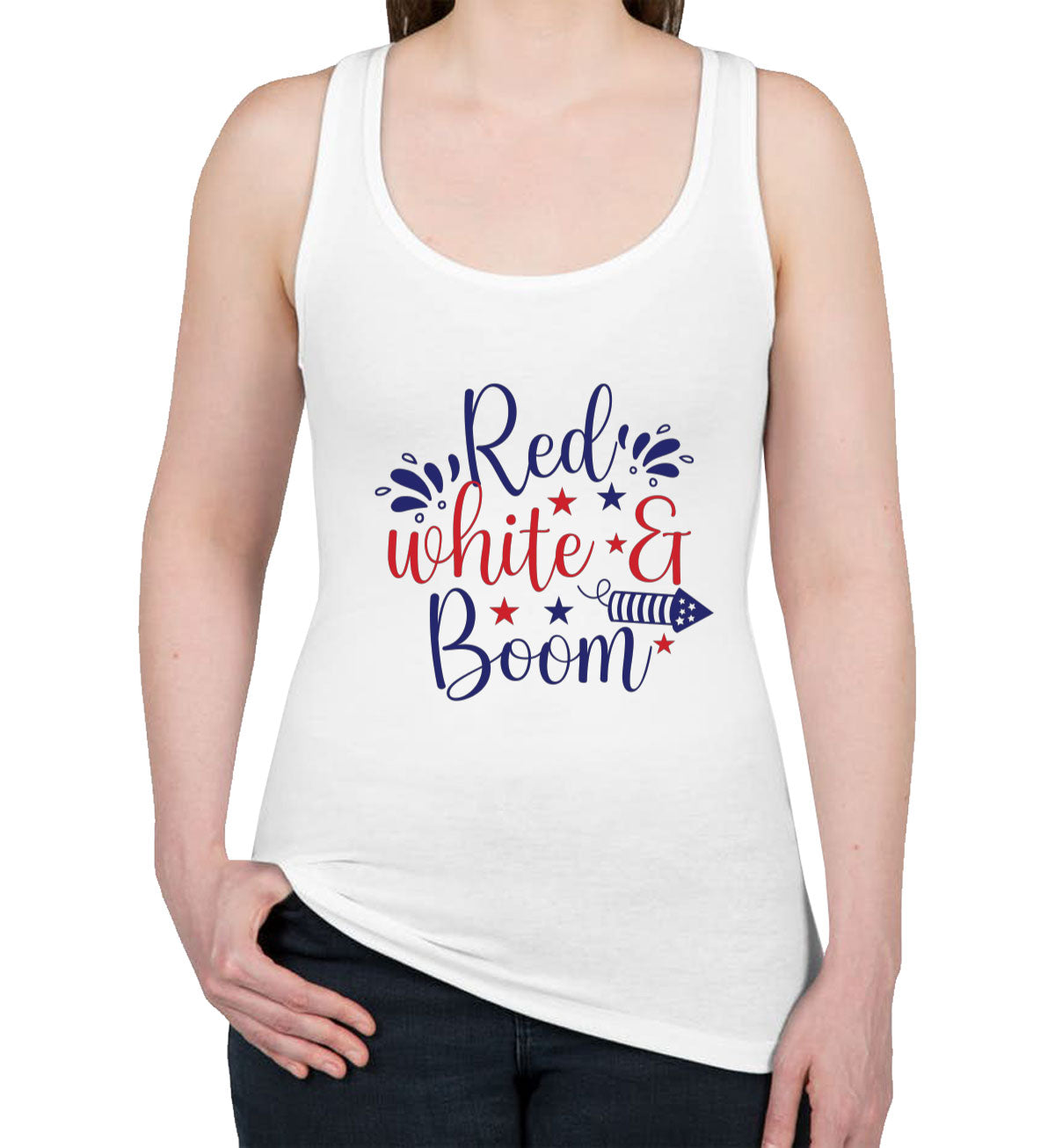 Red White And Boom Patriotic Women's Racerback Tank Top