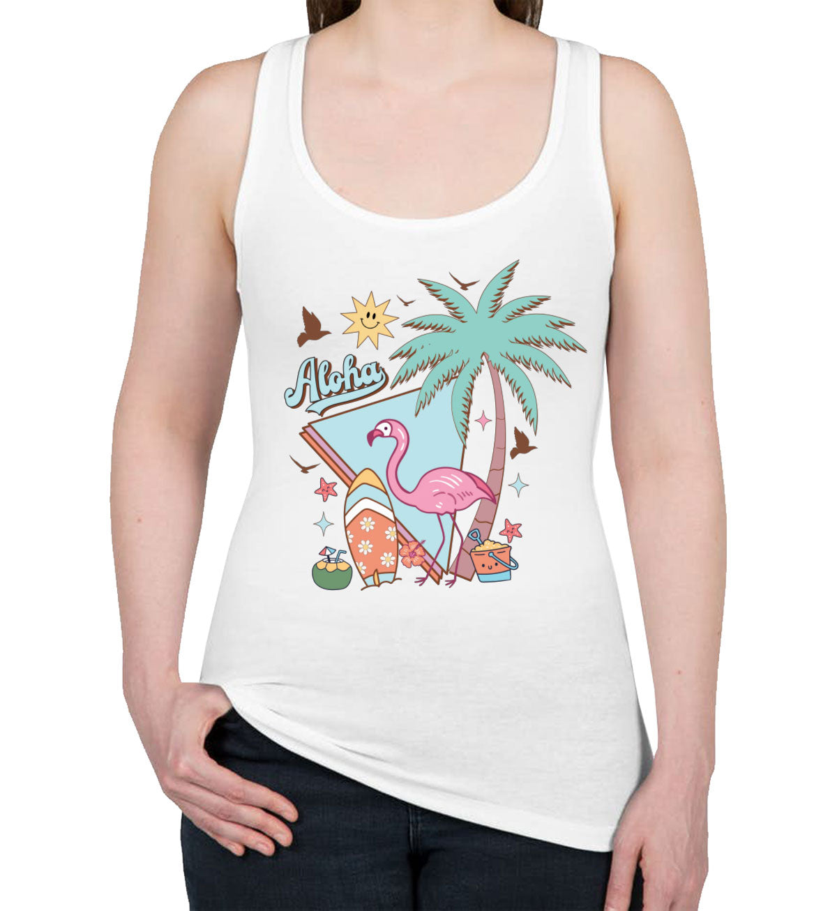 Aloha Retro Summer Women's Racerback Tank Top