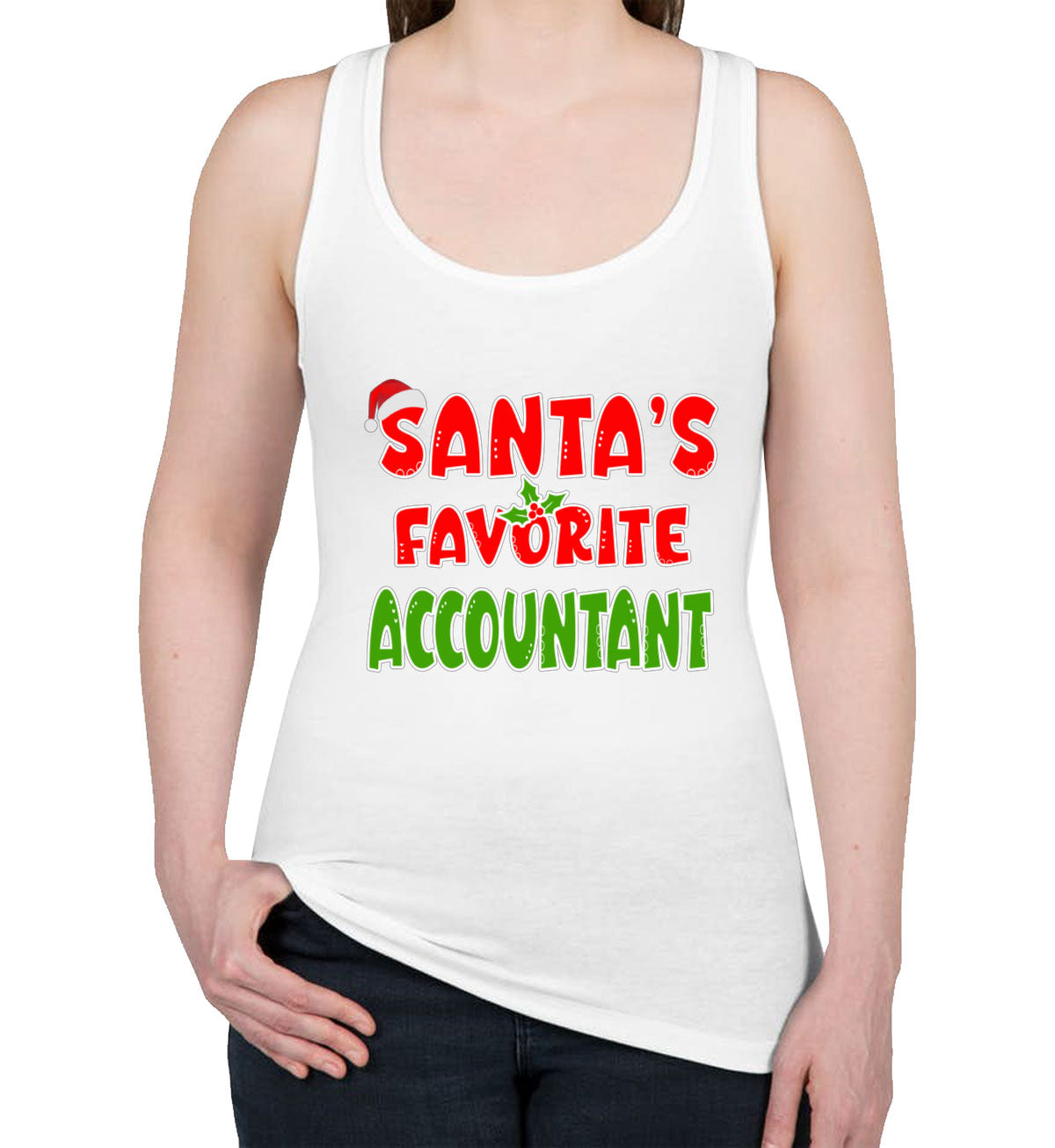 Santa's Favorite Accountant Women's Racerback Tank Top