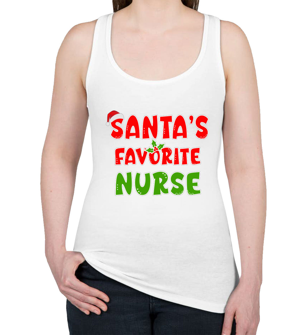 Santa's Favorite Nurse Women's Racerback Tank Top