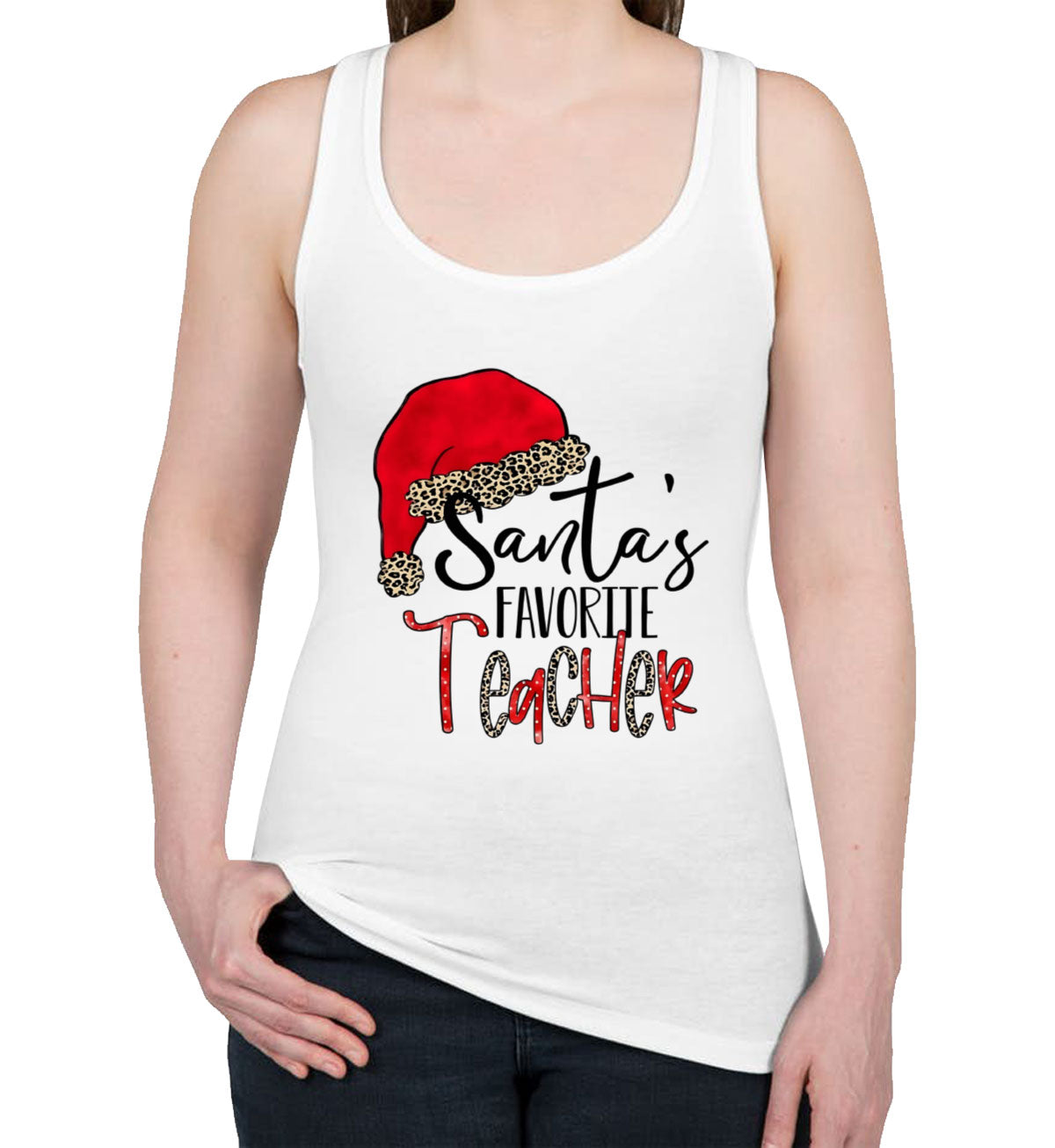 Santa's Favorite Teacher Women's Racerback Tank Top