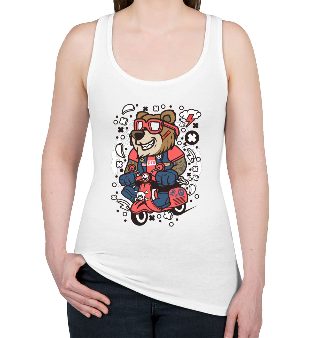 Scooter Bear Women's Racerback Tank Top