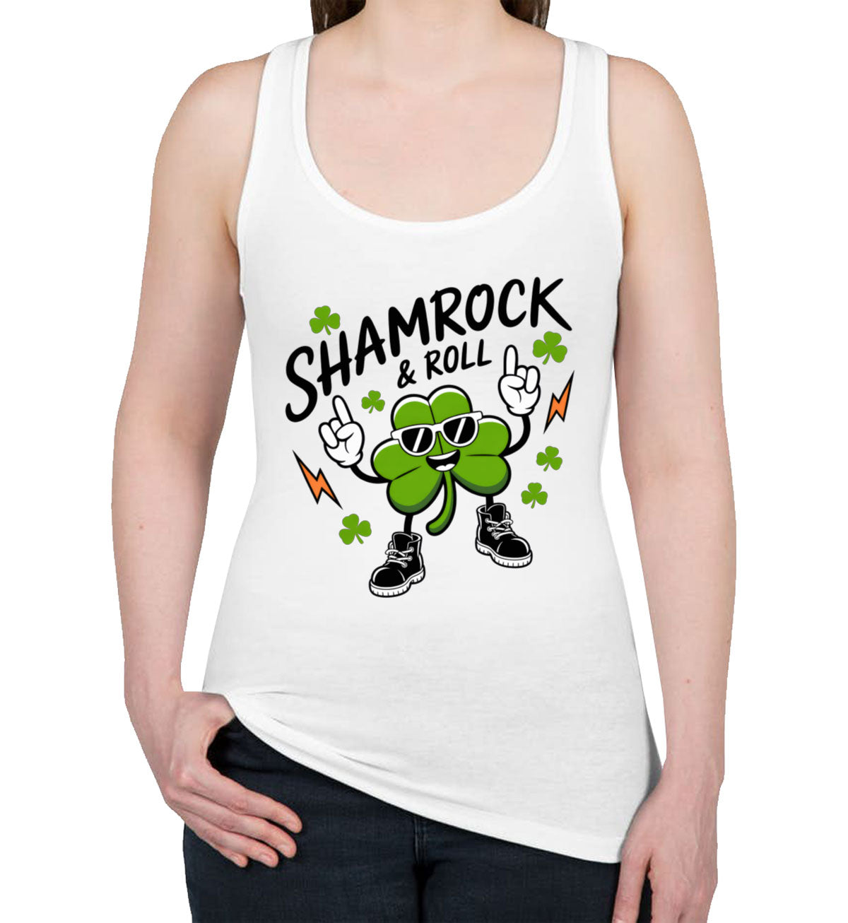 Shamrock And Roll St. Patrick's Day Women's Racerback Tank Top