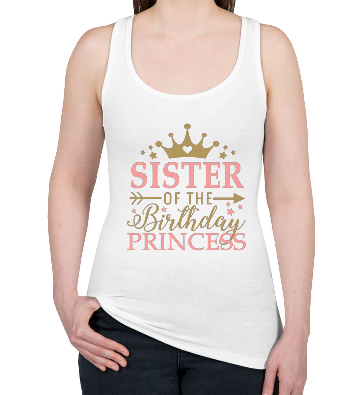 Sister Of The Birthday Princess Women's Racerback Tank Top