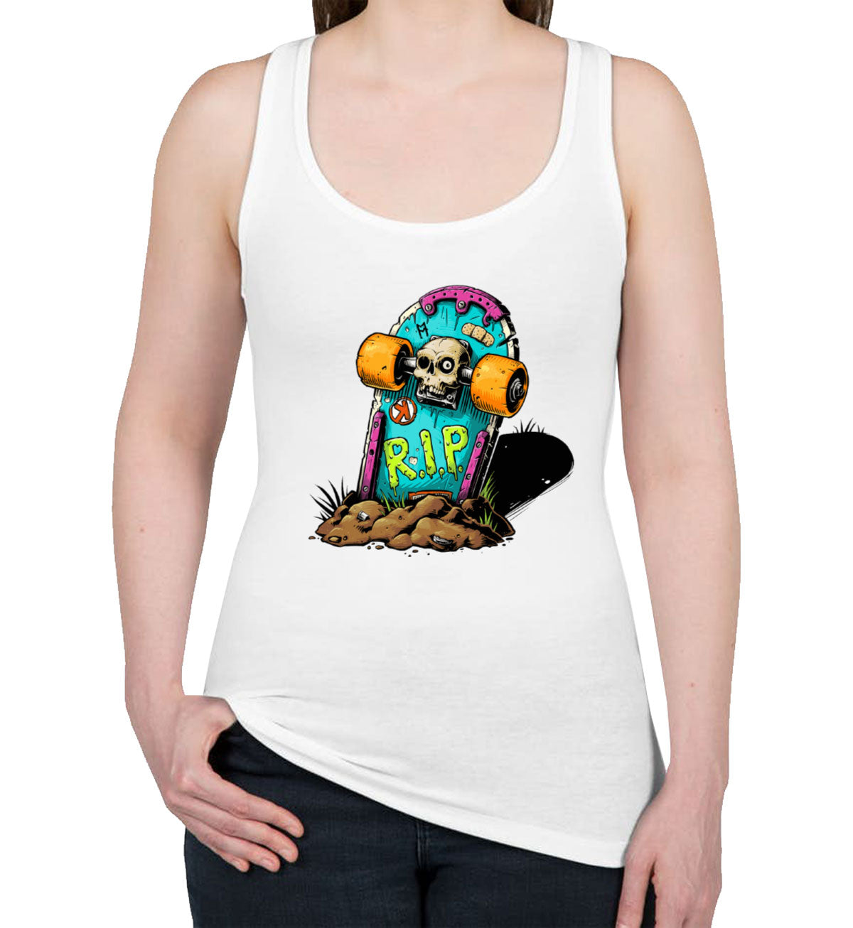 Skateboard Graveyard RIP Women's Racerback Tank Top