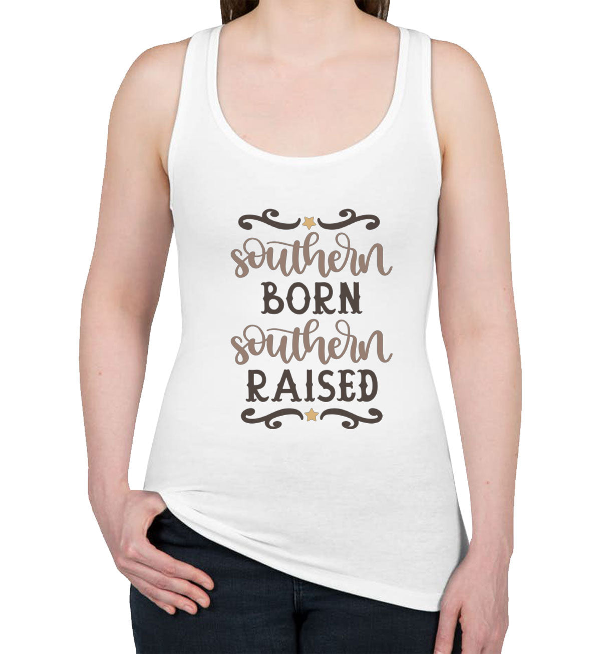 Southern Born Southern Raised Women's Racerback Tank Top