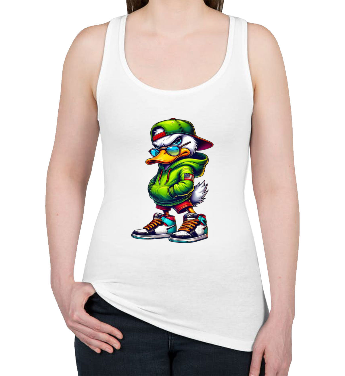 Street Duck Cartoon Women's Racerback Tank Top