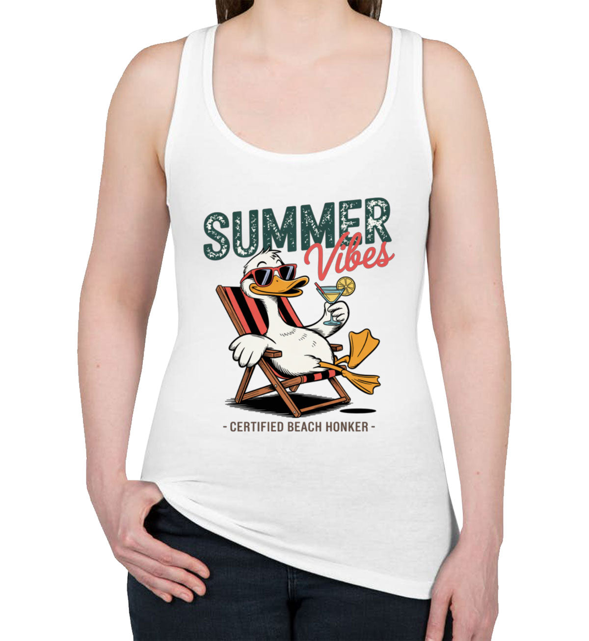 Summer Vibes Funny Duck Women's Racerback Tank Top
