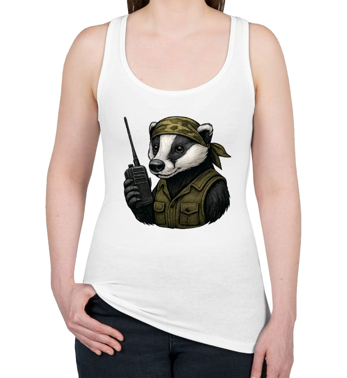 Tactical Raccoon Hunting Women's Racerback Tank Top