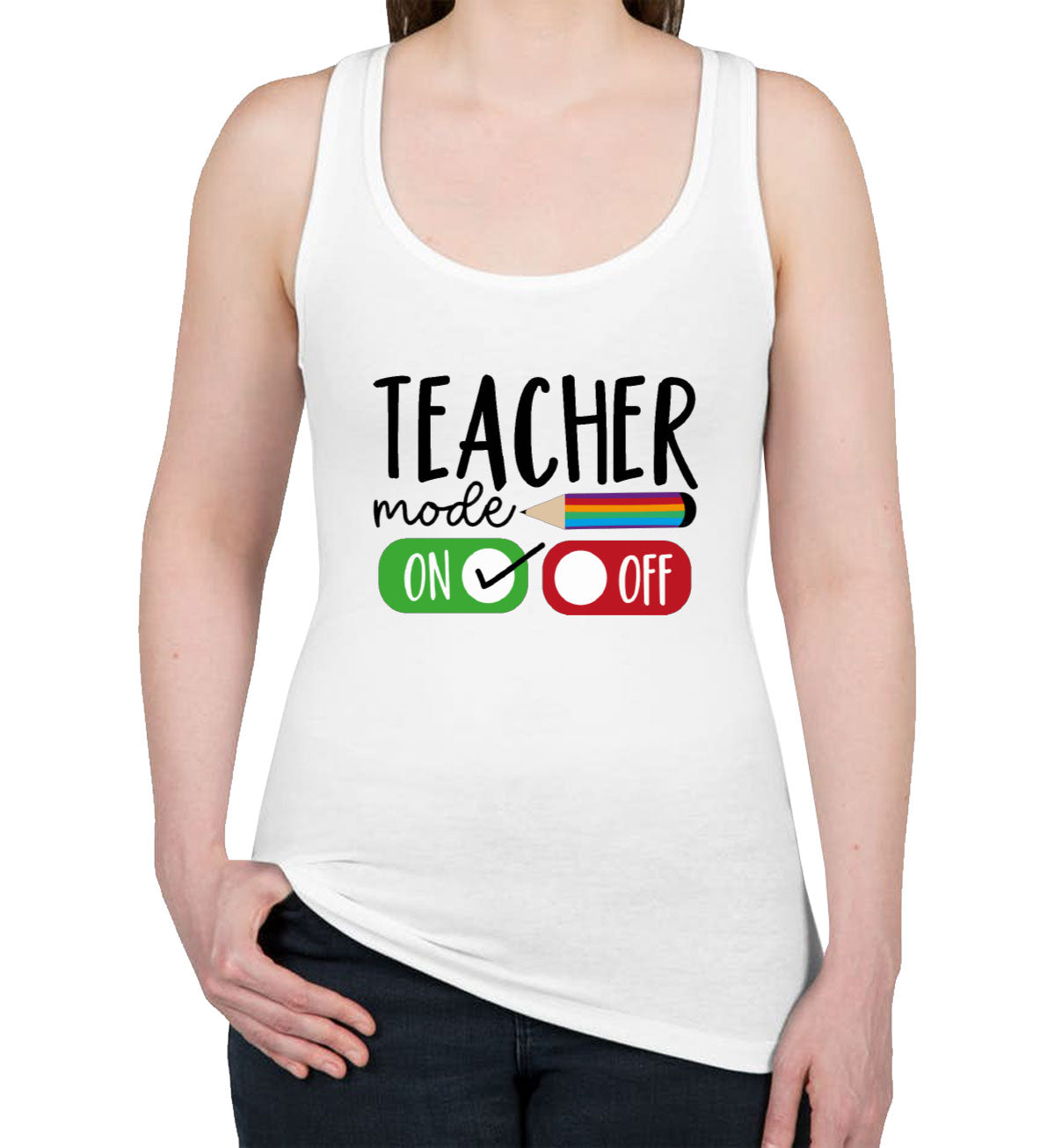 Teacher Mode On Women's Racerback Tank Top