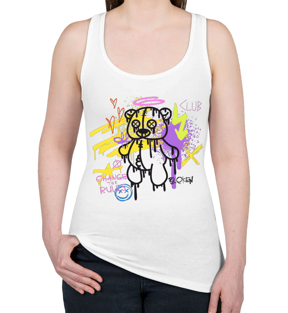 Teddy Bear Change The Rules Women's Racerback Tank Top