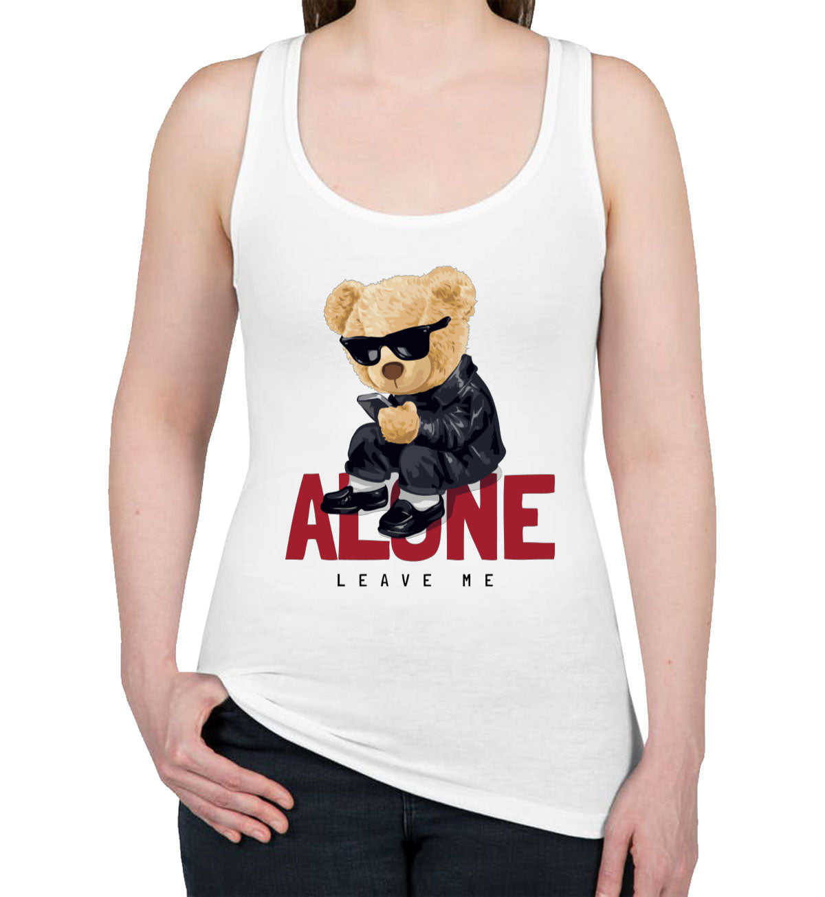 Teddy Bear Leave Me Alone Women's Racerback Tank Top