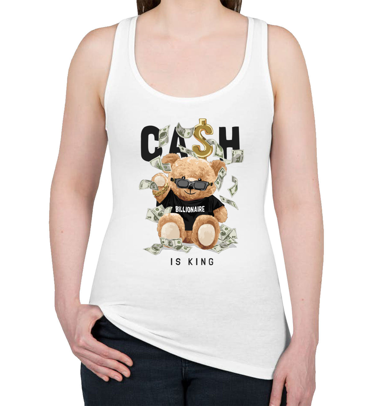 Teddy Bear Cash Billionaire Women's Racerback Tank Top