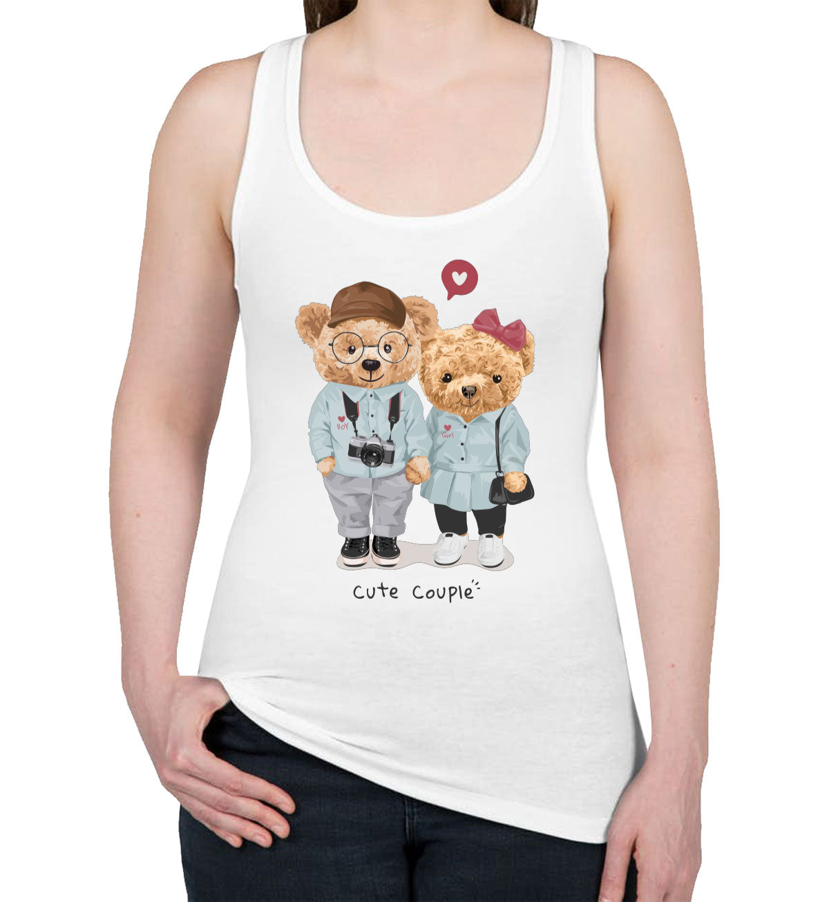 Teddy Bear Cute Couple Women's Racerback Tank Top