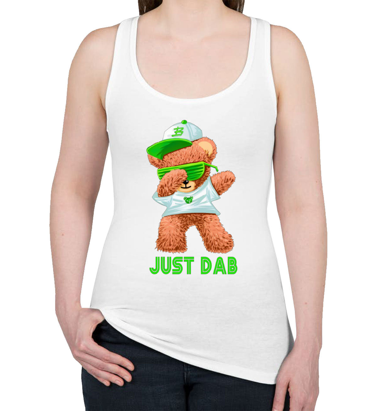 Dabbing Teddy Bear Just Dab Women's Racerback Tank Top