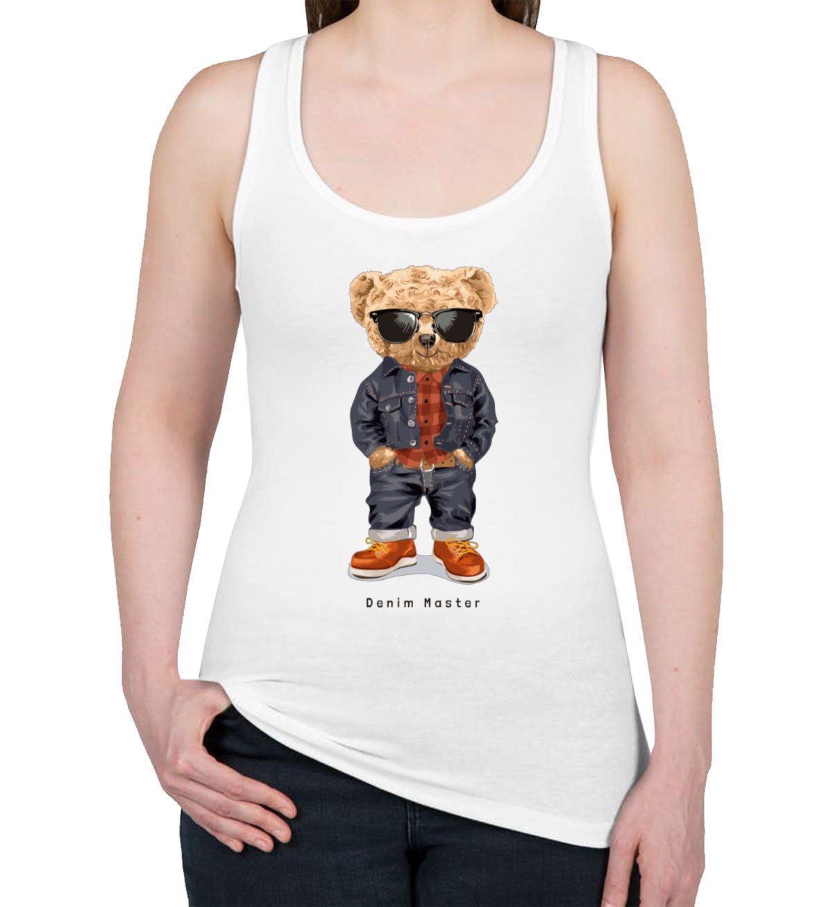 Teddy Bear Denim Master Women's Racerback Tank Top