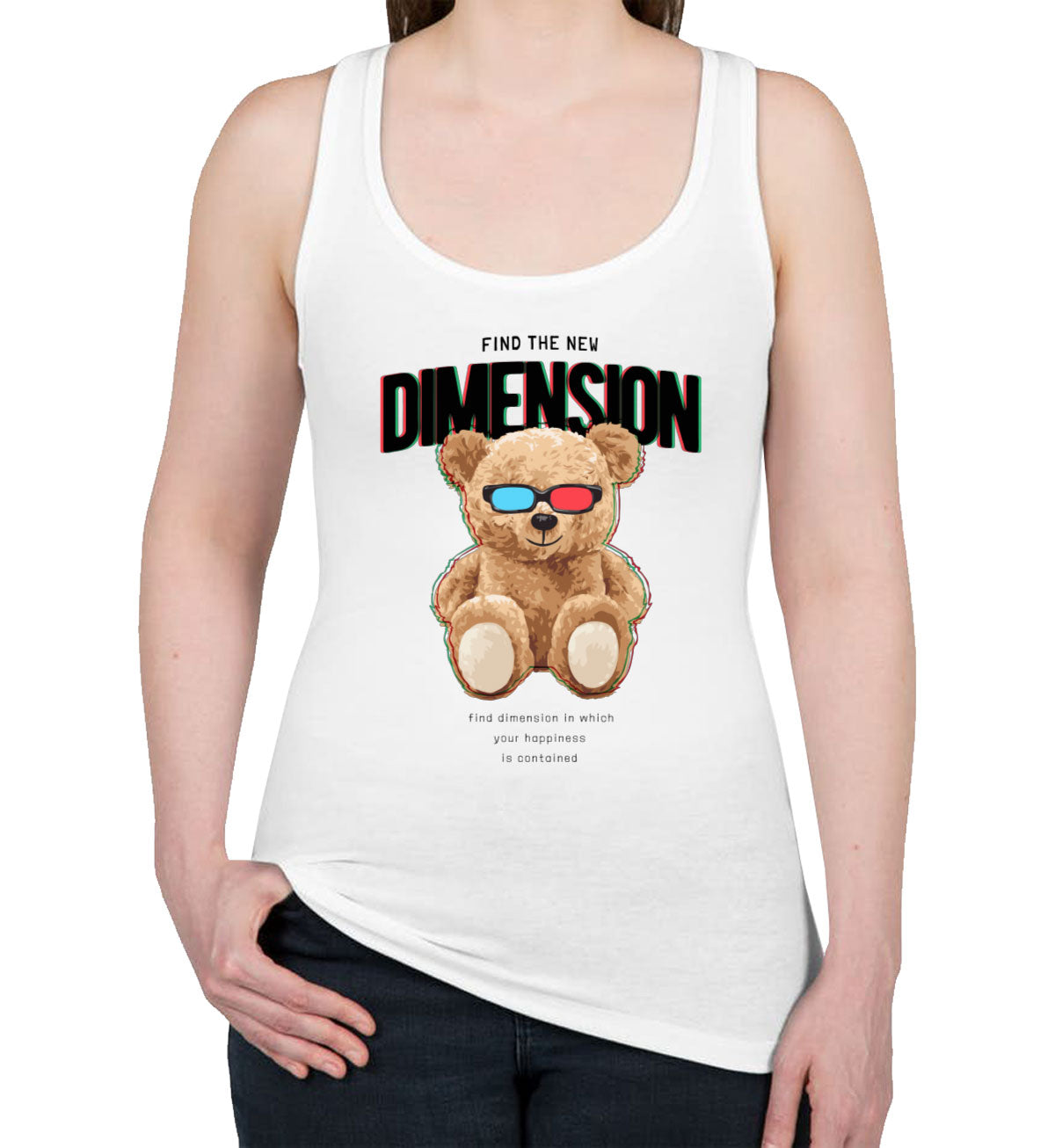 Teddy Bear Dimension Women's Racerback Tank Top